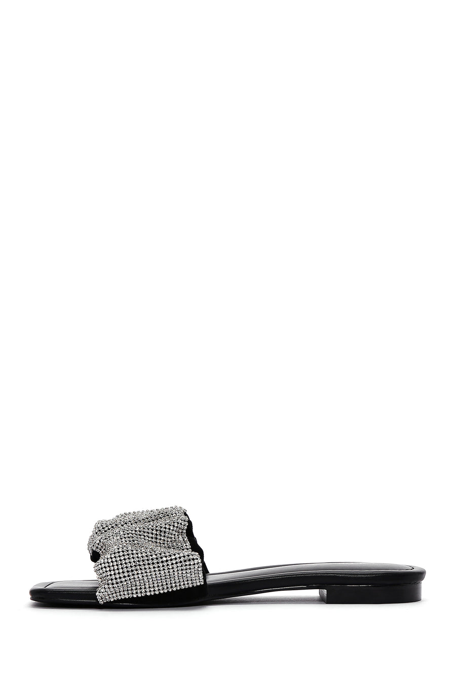 Women's Black Stone Flat Slippers