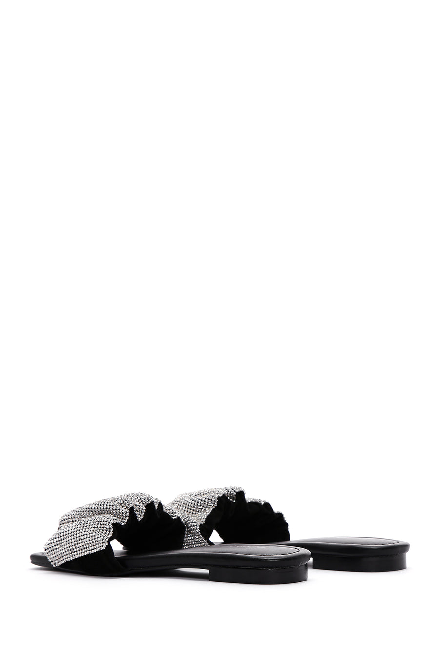 Women's Black Stone Flat Slippers