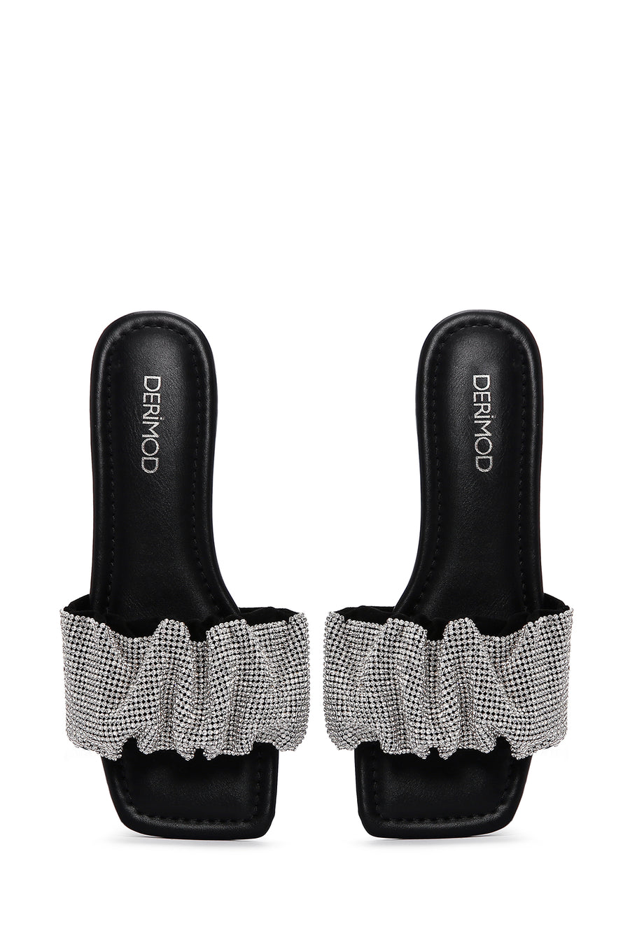 Women's Black Stone Flat Slippers