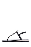 Women's Black Stone Flip Flops Sandals | Derimod