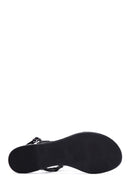 Women's Black Stone Flip Flops Sandals | Derimod