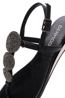 Women's Black Stone Flip Flops Sandals | Derimod