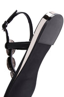 Women's Black Stone Flip Flops Sandals | Derimod