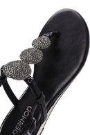 Women's Black Stone Flip Flops Sandals | Derimod