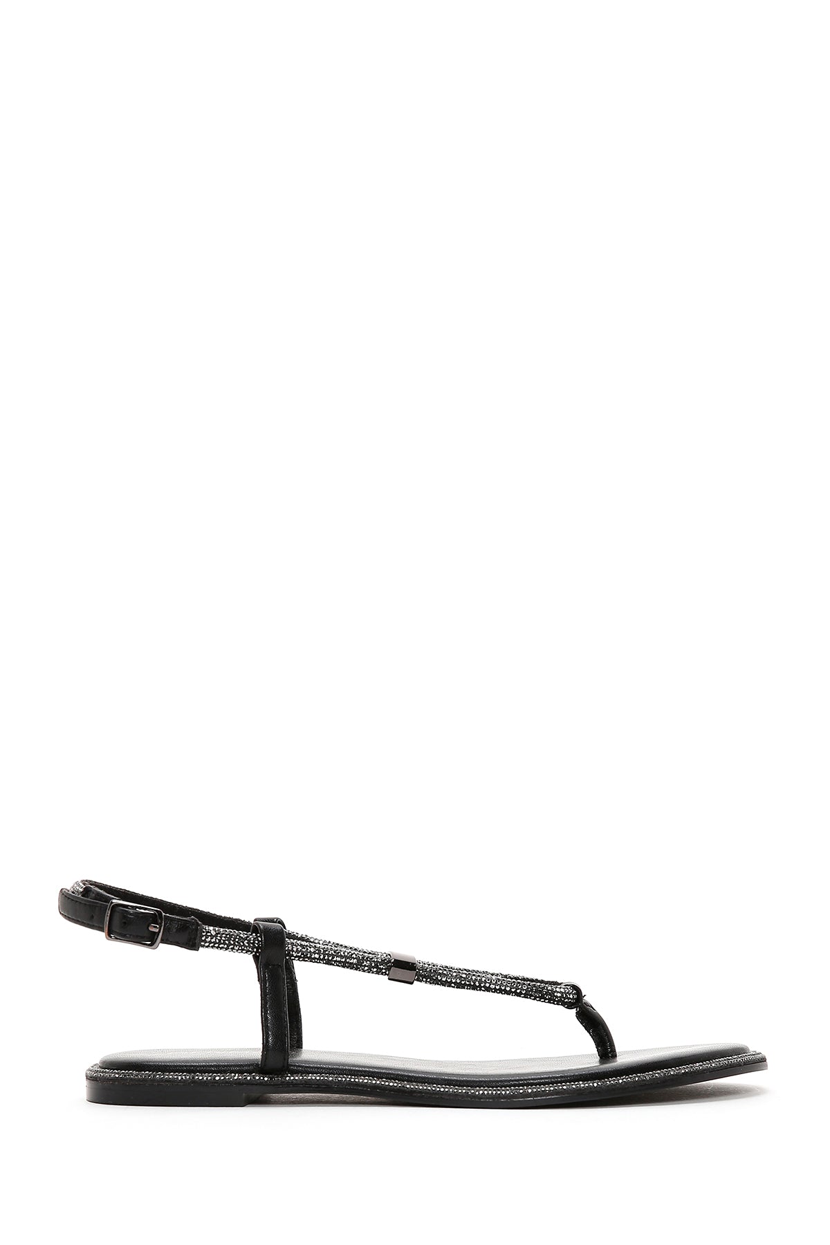 Kadın Siyah Taşlı Parmak Arası Sandalet 23SFD4410TS | Derimod