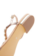 Kadın Bej Taşlı Düz Sandalet | Derimod