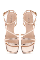 Kadın Pembe Altın Topuklu Sandalet | Derimod