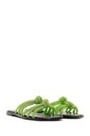 Women's Green Stone Flat Slippers | Derimod
