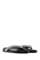 Kadın Siyah Taşlı  Parmak Arası Düz Terlik | Derimod