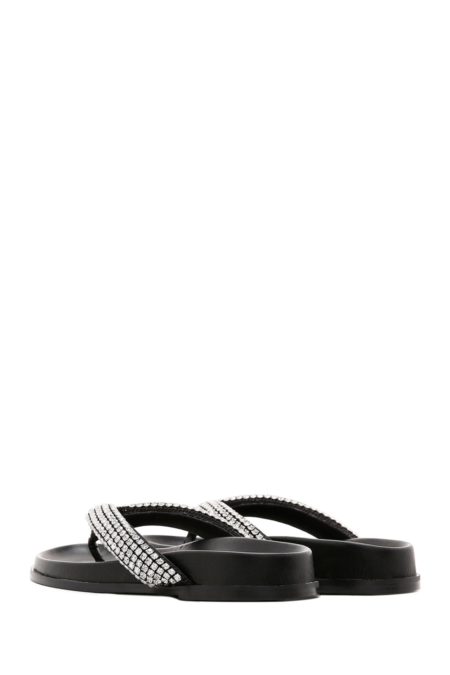 Women's Black Stone Flip Flops Flat Slippers