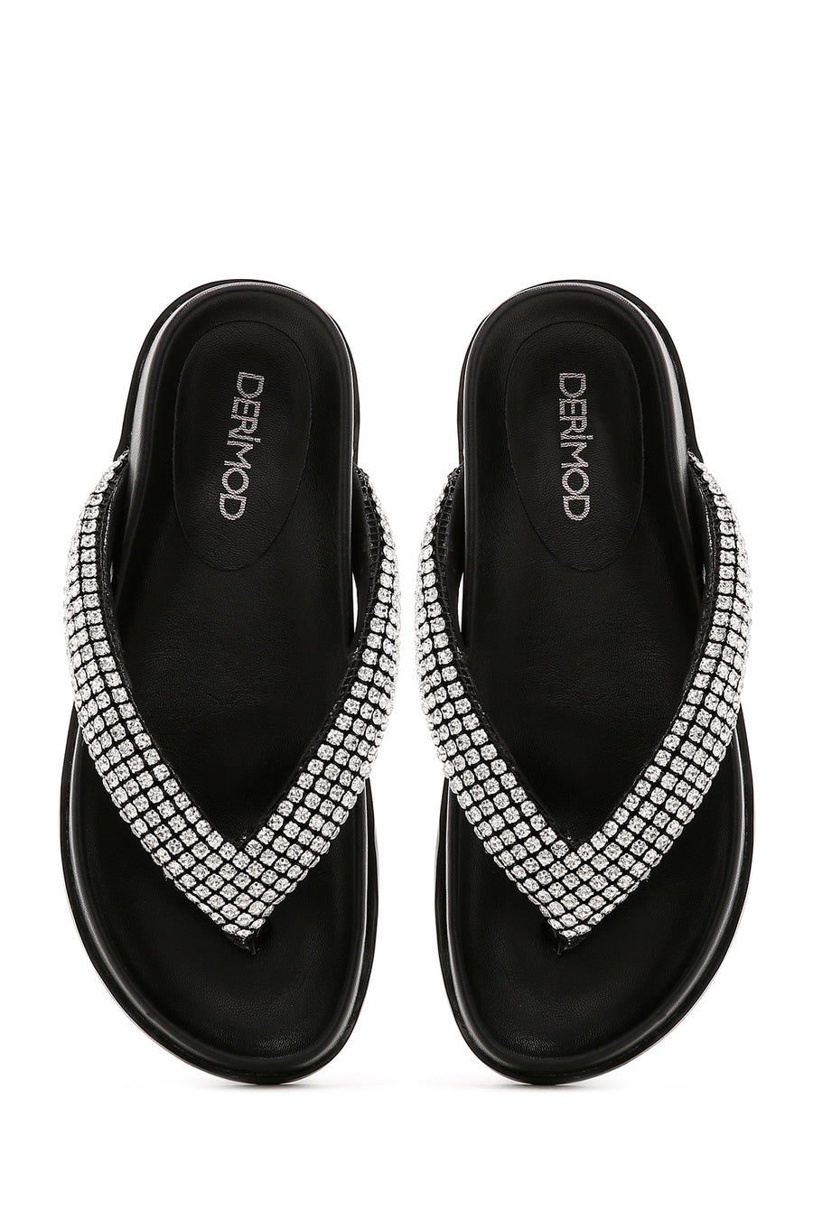 Women's Black Stone Flip Flops Flat Slippers