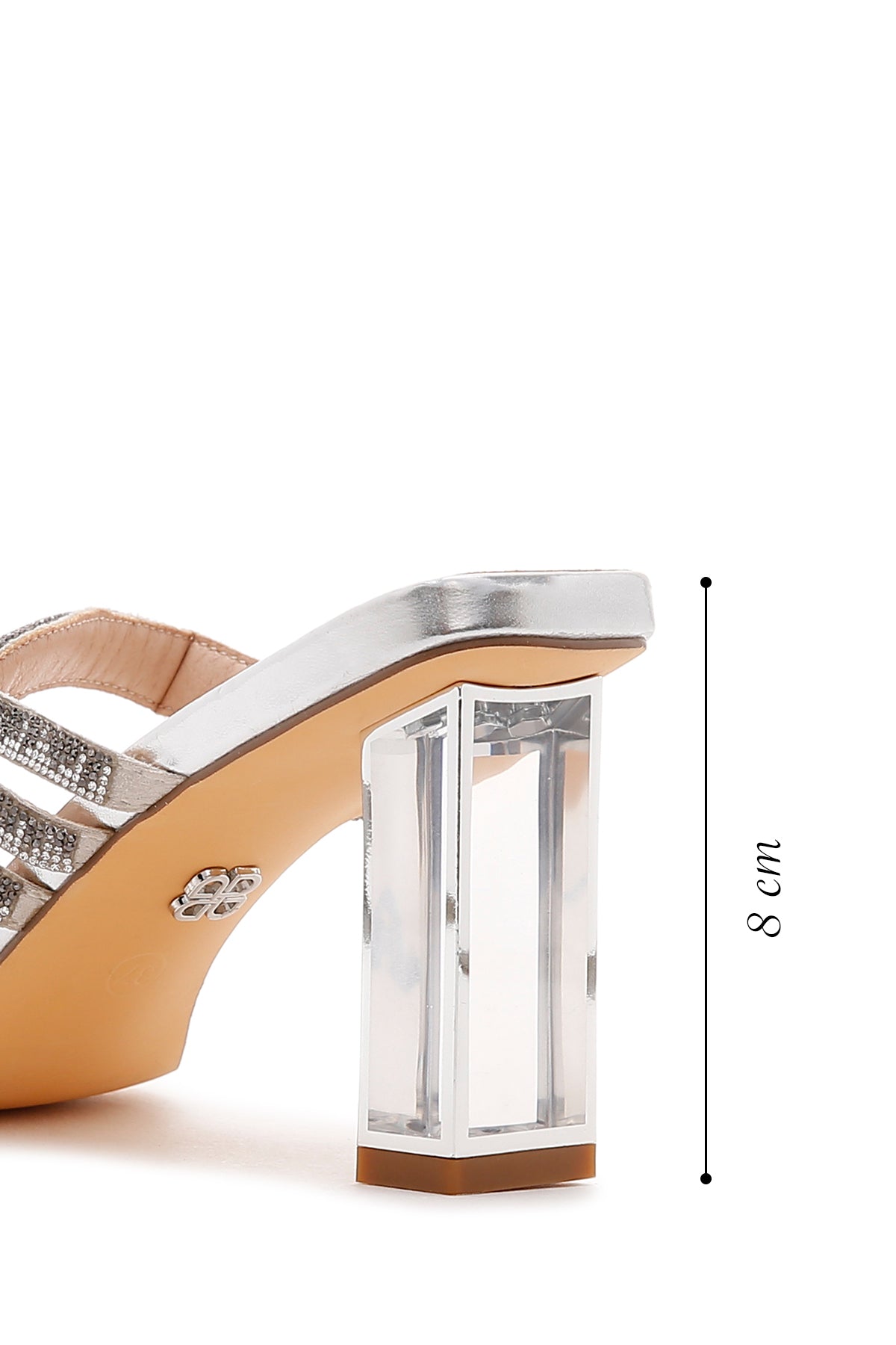 Kadın Gümüş Taşlı Topuklu Terlik