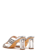 Kadın Gümüş Taşlı Topuklu Terlik | Derimod