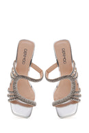 Kadın Gümüş Taşlı Topuklu Terlik | Derimod