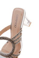 Kadın Gümüş Taşlı Topuklu Terlik | Derimod