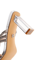 Kadın Gümüş Taşlı Topuklu Terlik | Derimod