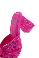 Kadın Pembe Taşlı Kalın Topuklu Terlik | Derimod