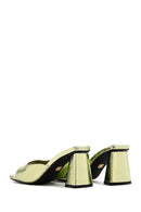 Women's Green Snake Patterned Thick Heeled Slippers | Derimod