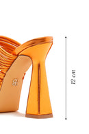 Women's Orange Metallic Platform Heeled Slippers | Derimod