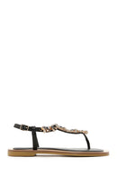 Kadın Siyah Taşlı Parmak Arası Sandalet | Derimod