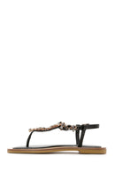 Kadın Siyah Taşlı Parmak Arası Sandalet | Derimod