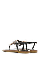 Kadın Siyah Taşlı Parmak Arası Sandalet | Derimod