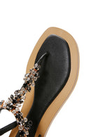 Kadın Siyah Taşlı Parmak Arası Sandalet | Derimod