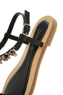 Kadın Siyah Taşlı Parmak Arası Sandalet | Derimod