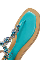 Kadın Turkuaz Taşlı Parmak Arası Sandalet | Derimod