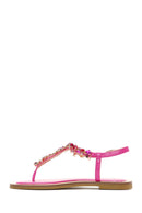 Kadın Fuşya Taşlı Parmak Arası Sandalet | Derimod