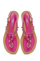 Kadın Fuşya Taşlı Parmak Arası Sandalet | Derimod
