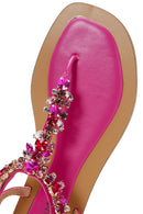 Kadın Fuşya Taşlı Parmak Arası Sandalet | Derimod