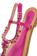 Kadın Fuşya Taşlı Parmak Arası Sandalet | Derimod