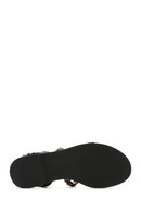 Women's Black Stone Flat Sandals | Derimod