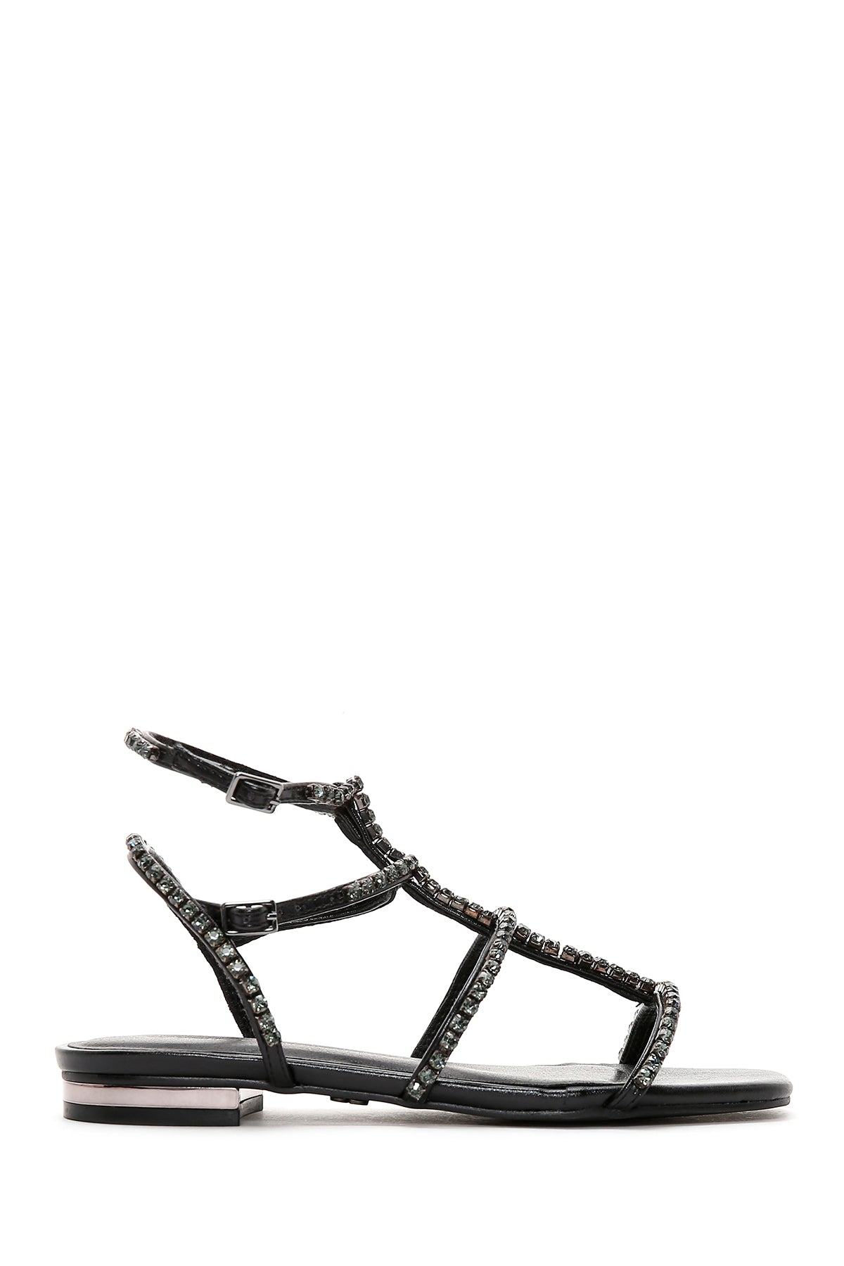 Kadın Siyah Taşlı Düz Sandalet 23SFD4437TS | Derimod