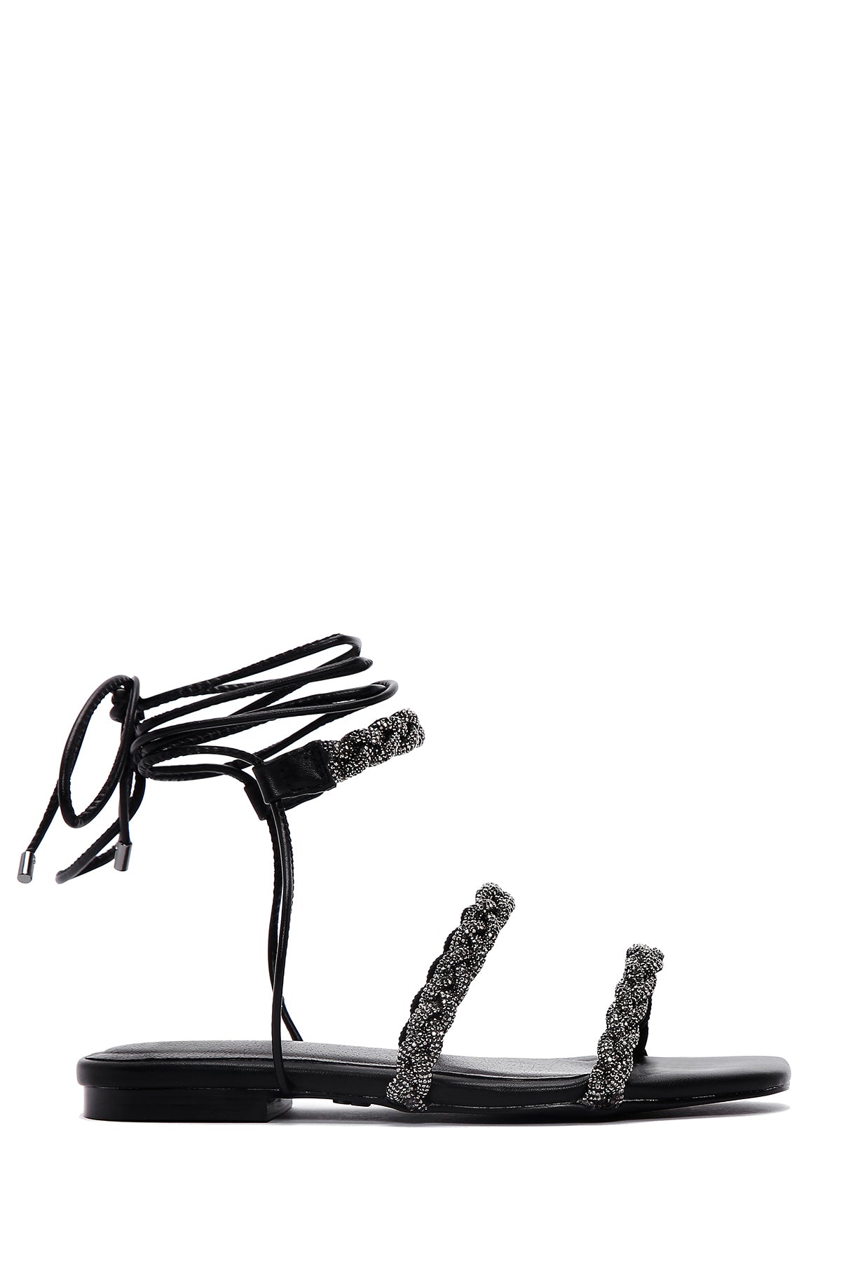 Kadın Siyah Taşlı Düz Sandalet 23SFD4438TS | Derimod