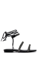 Kadın Siyah Taşlı Düz Sandalet | Derimod