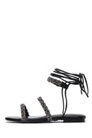 Kadın Siyah Taşlı Düz Sandalet | Derimod