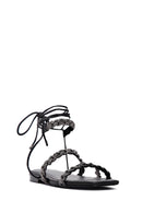 Kadın Siyah Taşlı Düz Sandalet | Derimod