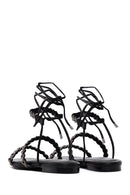 Kadın Siyah Taşlı Düz Sandalet | Derimod