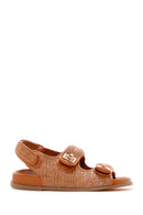 Women's Brown Ankle Strap Straw Sandals | Derimod