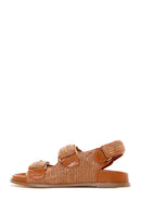 Women's Brown Ankle Strap Straw Sandals | Derimod