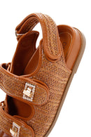Women's Brown Ankle Strap Straw Sandals | Derimod