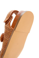 Women's Brown Ankle Strap Straw Sandals | Derimod