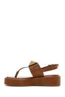 Women's Tan Thick Soled Flat Sandals | Derimod