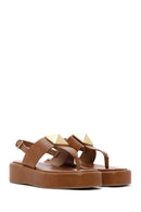 Women's Tan Thick Soled Flat Sandals | Derimod