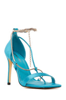 Women's Turquoise Thin Heeled Sandals | Derimod