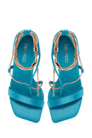 Women's Turquoise Thin Heeled Sandals | Derimod
