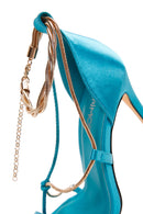 Women's Turquoise Thin Heeled Sandals | Derimod