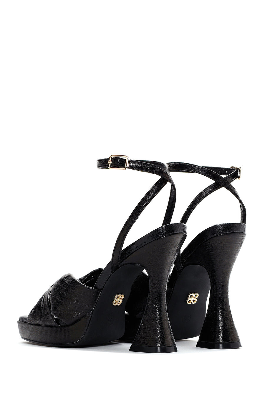 Women's Black Platform Heeled Sandals